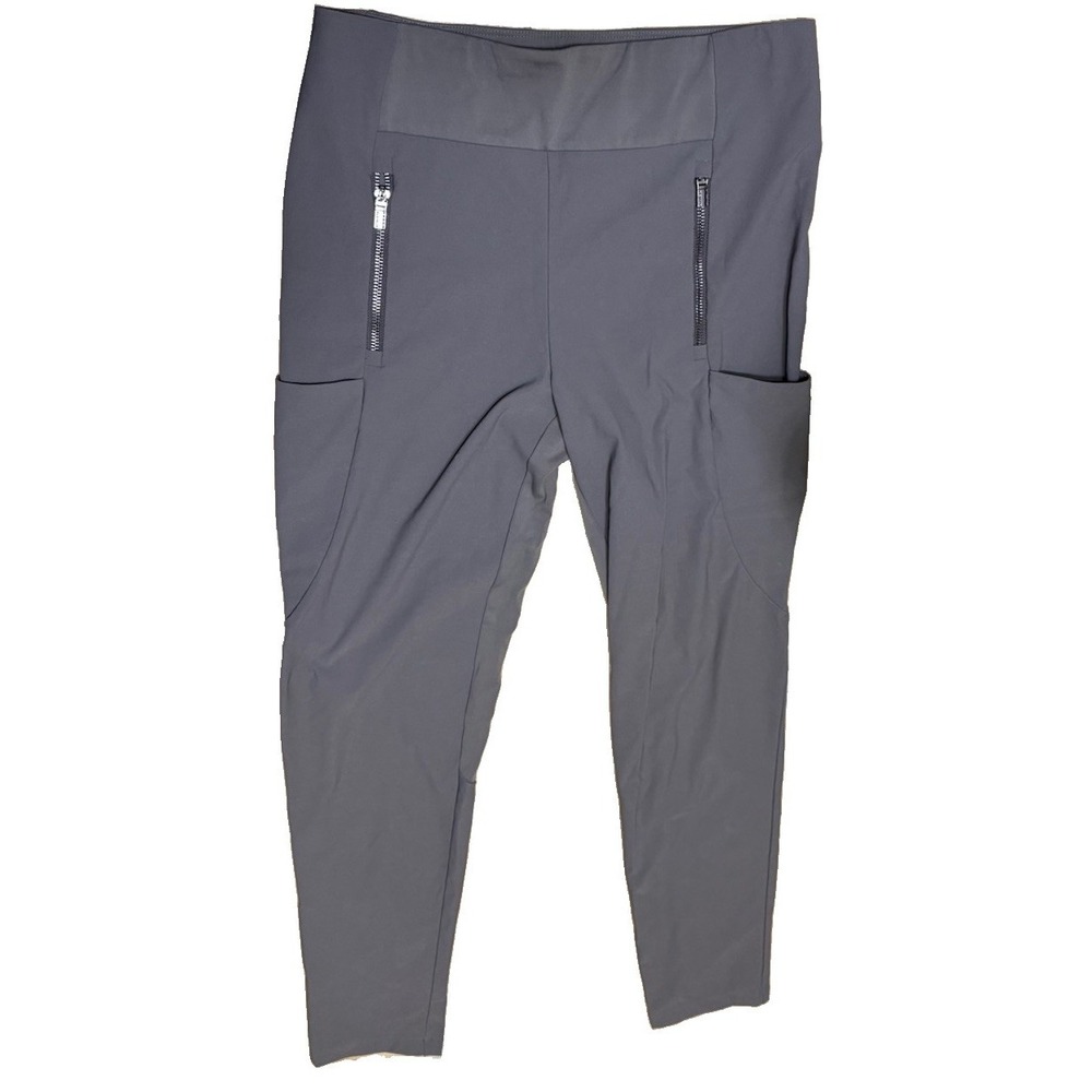 Athleta Gray Stretch Pants Paneled Tapered Zip Pockets Pull On Travel Athleisure